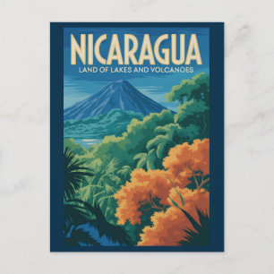 Carte Postale Illustration de voyage du volcan du Nicaragua Art 