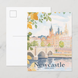 Carte Postale Illustration de voyage en aquarelle Newcastle Engl