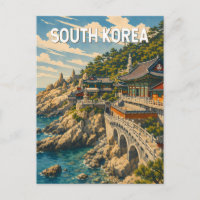 Illustration de voyage en Corée du Sud Art vintage