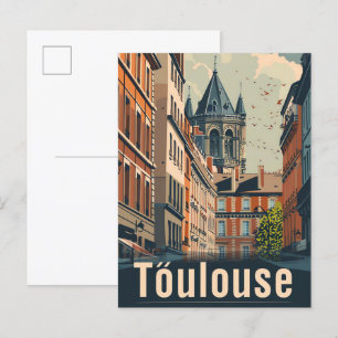 Carte Postale Illustration de voyage rétro vintage de Toulouse F