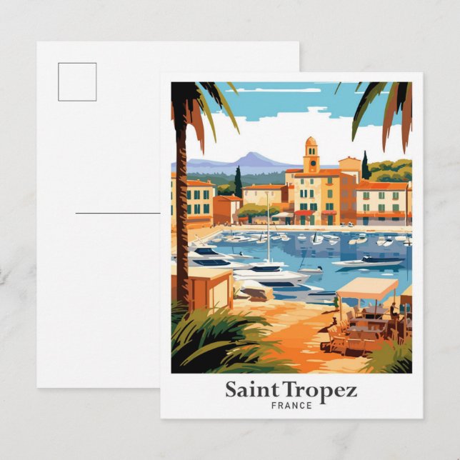 Carte Postale Illustration de voyage Saint Tropez France (Devant / Derrière)