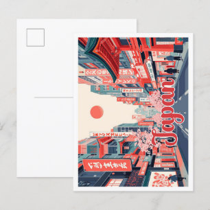 Carte Postale Illustration de voyage Tokyo Japon Pop Art