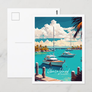 Carte Postale Illustration de voyage vintage Abaco Island Bahama