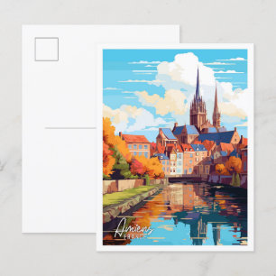 Carte Postale Illustration de voyage vintage Amiens France