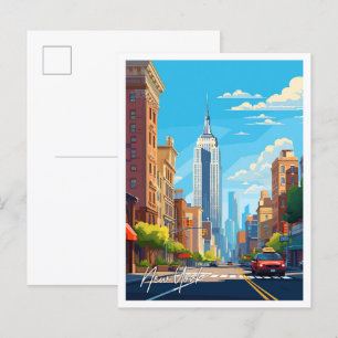 Carte Postale Illustration de voyage vintage Art New York USA