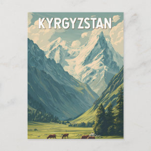 Carte Postale Illustration de voyage vintage au Kirghizistan