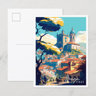 Carte Postale Illustration de voyage vintage Braga Italie