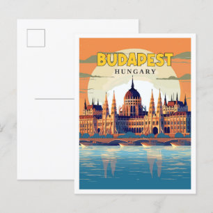 Carte Postale Illustration de voyage vintage Budapest Hungary
