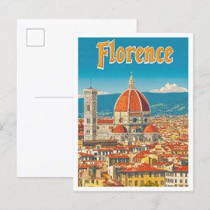 Carte Postale Illustration de voyage vintage d'art de Florence I
