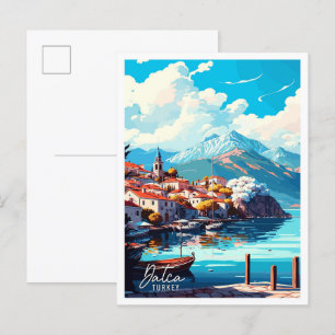 Carte Postale Illustration de voyage vintage Datca Turkey