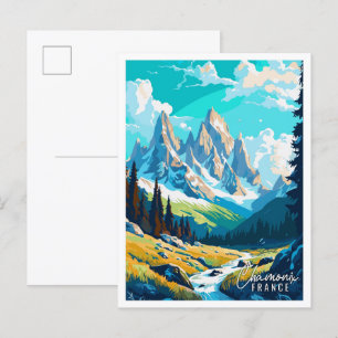 Carte Postale Illustration de voyage vintage de Chamonix Croatie