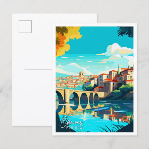Carte Postale Illustration de voyage vintage de Chaves Portugal