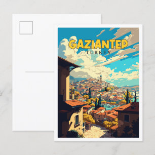 Carte Postale Illustration de voyage vintage de Gaziantep Turkey