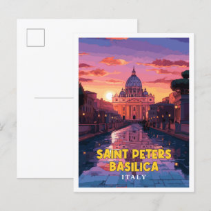 Carte Postale Illustration de voyage vintage de la basilique Sai