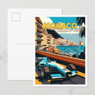 Carte Postale Illustration de voyage vintage de Monaco