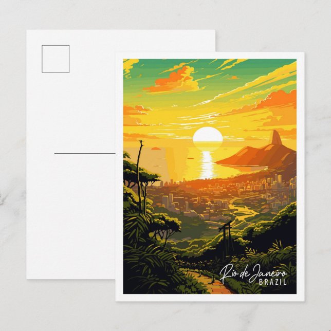 Carte Postale Illustration de voyage vintage de Rio de Janeiro B (Devant / Derrière)