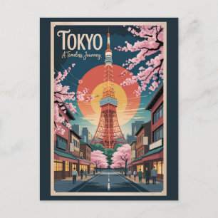 Carte Postale Illustration de voyage vintage de Tokyo Japon