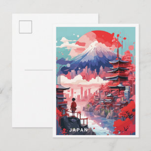 Carte Postale Illustration de voyage vintage de Tokyo Japon Art