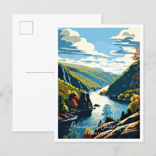 Carte Postale Illustration de voyage vintage Delaware Water Gap