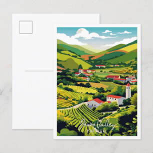 Carte Postale Illustration de voyage vintage Douro Valley Portug