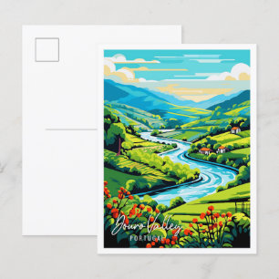 Carte Postale Illustration de voyage vintage Douro Valley Portug