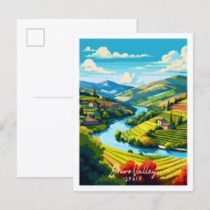 Carte Postale Illustration de voyage vintage Douro Valley Spain