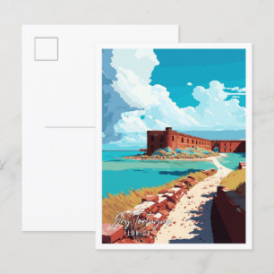 Carte Postale Illustration de voyage vintage Dry Tortugas Florid