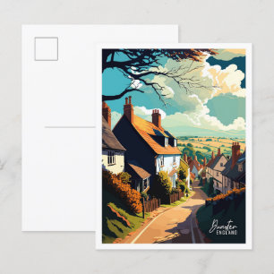 Carte Postale Illustration de voyage vintage Dunster England Art