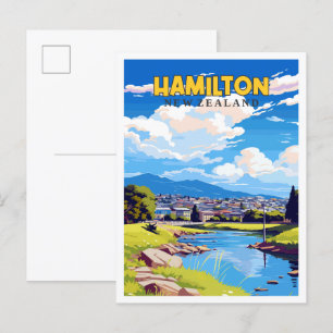 Carte Postale Illustration de voyage vintage Hamilton Nouvelle-Z