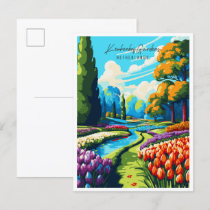 Carte Postale Illustration de voyage vintage Keukenhof Gardens