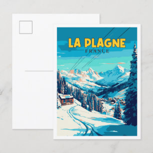 Carte Postale Illustration de voyage vintage La Plagne France