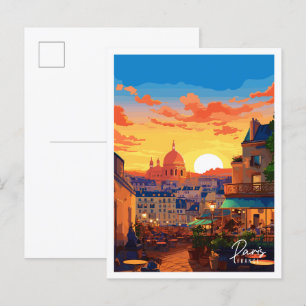 Carte Postale Illustration de voyage vintage Paris France
