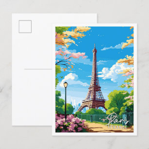 Carte Postale Illustration de voyage vintage Paris France