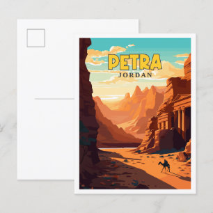 Carte Postale Illustration de voyage vintage Petra Jordan