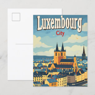 Carte Postale Illustration de voyage Vintage Retro Luxembourg Ci
