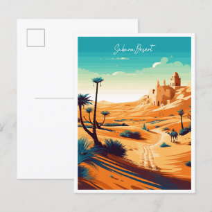 Carte Postale Illustration de voyage vintage Sahara Desert Afric