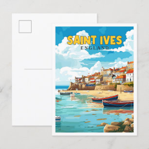 Carte Postale Illustration de voyage vintage Saint Ives Angleter