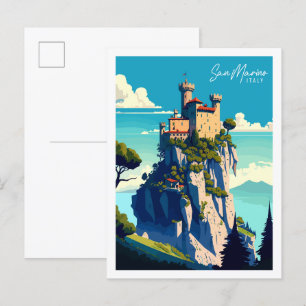 Carte Postale Illustration de voyage vintage San Marino Italie