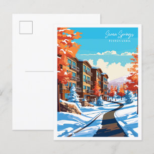 Carte Postale Illustration de voyage vintage Seven Springs