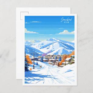 Carte Postale Illustration de voyage vintage Snowbird Utah