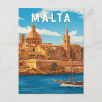 Illustration de voyage vintage sur Malte Art