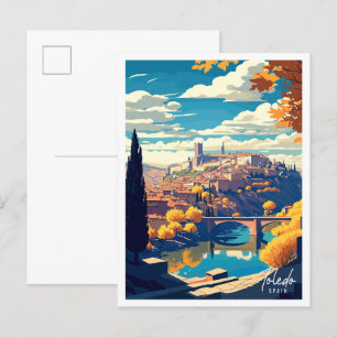 Carte Postale Illustration de voyage vintage Toledo Espagne