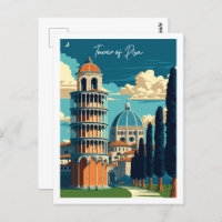 Illustration de voyage vintage Tour de Pise Italie