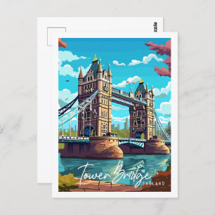 Carte Postale Illustration de voyage vintage Tower Bridge Englan
