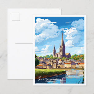 Carte Postale Illustration de voyage vintage Truro Cornwall Angl