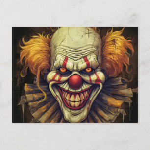 Carte Postale Illustration déplaisante de clown carnavalesque