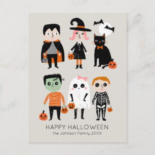 Carte Postale Illustration des enfants d'Halloween Nom personnal