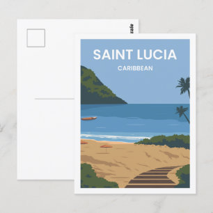 Carte Postale Illustration des lieux de voyage de Sainte-Lucie d
