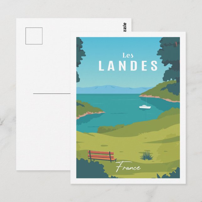 Carte Postale Illustration des lieux de voyage les Landes France (Devant / Derrière)