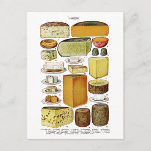Carte Postale Illustration des variétés vintages de fromage vict